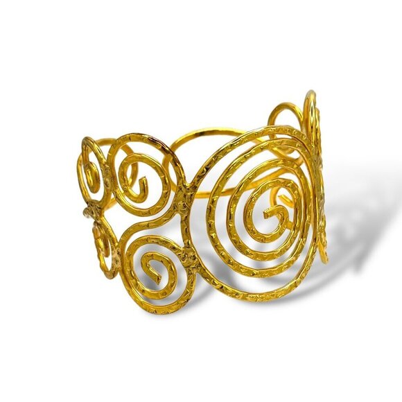 NWT Gold Upper Arm Cuff Armlet Armband Forearm Bangle Bracelet - Picture 2 of 12